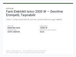 Fanlı Elektrikli Isıtıcı 2000 W — Devrilme Emniyetli, Taşınabilir