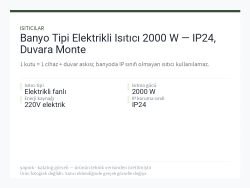 Banyo Tipi Elektrikli Isıtıcı 2000 W — IP24, Duvara Monte