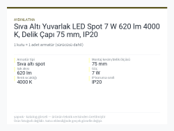 Sıva Altı Yuvarlak LED Spot 7 W 620 lm 4000 K, Delik Çapı 75 mm, IP20