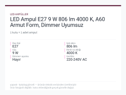 LED Ampul E27 9 W 806 lm 4000 K, A60 Armut Form, Dimmer Uyumsuz