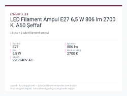 LED Filament Ampul E27 6,5 W 806 lm 2700 K, A60 Şeffaf