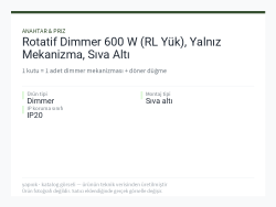 Rotatif Dimmer 600 W (RL Yük), Yalnız Mekanizma, Sıva Altı