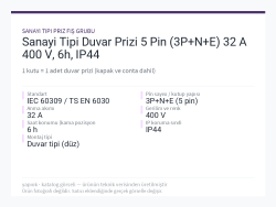 Sanayi Tipi Duvar Prizi 5 Pin (3P+N+E) 32 A 400 V, 6h, IP44