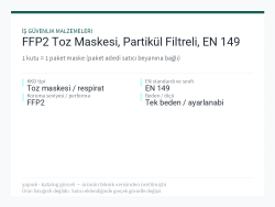 FFP2 Toz Maskesi, Partikül Filtreli, EN 149