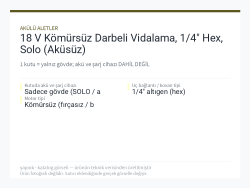 18 V Kömürsüz Darbeli Vidalama, 1/4" Hex, Solo (Aküsüz)