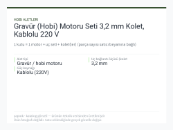 Gravür (Hobi) Motoru Seti 3,2 mm Kolet, Kablolu 220 V