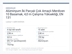 Alüminyum İki Parçalı Çok Amaçlı Merdiven 10 Basamak, 4,0 m Çalışma Yüksekliği, EN 131