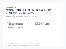 Yapısal Tamir Harcı TS EN 1504-3 R4 — 5–40 mm, 25 kg Torba