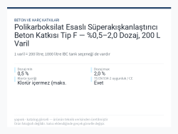 Polikarboksilat Esaslı Süperakışkanlaştırıcı Beton Katkısı Tip F — %0,5–2,0 Dozaj, 200 L Varil