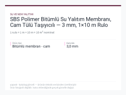 SBS Polimer Bitümlü Su Yalıtım Membranı, Cam Tülü Taşıyıcılı — 3 mm, 1×10 m Rulo