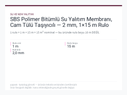 SBS Polimer Bitümlü Su Yalıtım Membranı, Cam Tülü Taşıyıcılı — 2 mm, 1×15 m Rulo