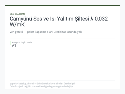 Camyünü Ses ve Isı Yalıtım Şiltesi λ 0,032 W/mK