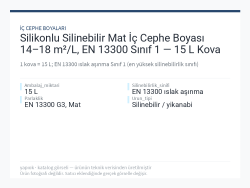 Silikonlu Silinebilir Mat İç Cephe Boyası 14–18 m²/L, EN 13300 Sınıf 1 — 15 L Kova