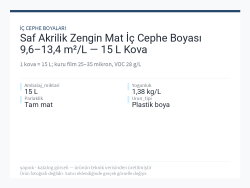 Saf Akrilik Zengin Mat İç Cephe Boyası 9,6–13,4 m²/L — 15 L Kova