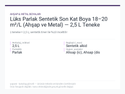 Lüks Parlak Sentetik Son Kat Boya 18–20 m²/L (Ahşap ve Metal) — 2,5 L Teneke