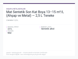 Mat Sentetik Son Kat Boya 13–15 m²/L (Ahşap ve Metal) — 2,5 L Teneke