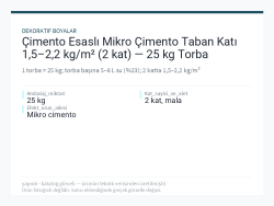 Çimento Esaslı Mikro Çimento Taban Katı 1,5–2,2 kg/m² (2 kat) — 25 kg Torba