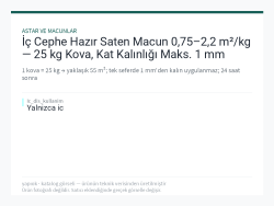 İç Cephe Hazır Saten Macun 0,75–2,2 m²/kg — 25 kg Kova, Kat Kalınlığı Maks. 1 mm