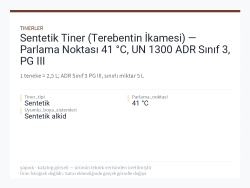 Sentetik Tiner (Terebentin İkamesi) — Parlama Noktası 41 °C, UN 1300 ADR Sınıf 3, PG III