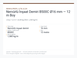 Nervürlü İnşaat Demiri B500C Ø16 mm — 12 m Boy