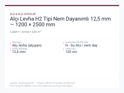 Alçı Levha H2 Tipi Nem Dayanımlı 12,5 mm — 1200 × 2500 mm