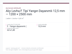 Alçı Levha F Tipi Yangın Dayanımlı 12,5 mm — 1200 × 2500 mm