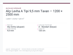 Alçı Levha A Tipi 9,5 mm Tavan — 1200 × 2500 mm