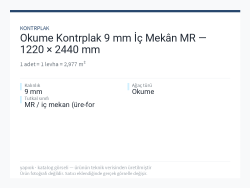 Okume Kontrplak 9 mm İç Mekân MR — 1220 × 2440 mm