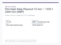 Film Kaplı Kalıp Plywood 15 mm — 1220 × 2440 mm (WBP)