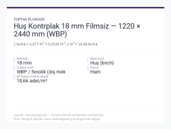 Huş Kontrplak 18 mm Filmsiz — 1220 × 2440 mm (WBP)