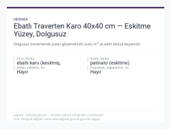 Ebatlı Traverten Karo 40x40 cm — Eskitme Yüzey, Dolgusuz