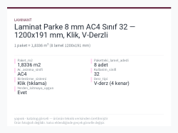 Laminat Parke 8 mm AC4 Sınıf 32 — 1200x191 mm, Klik, V-Derzli