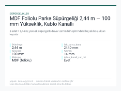 MDF Foliolu Parke Süpürgeliği 2,44 m — 100 mm Yükseklik, Kablo Kanallı