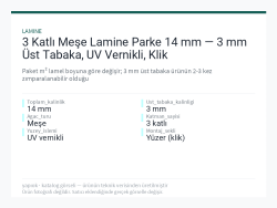 3 Katlı Meşe Lamine Parke 14 mm — 3 mm Üst Tabaka, UV Vernikli, Klik