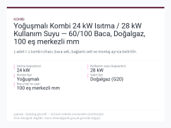 Yoğuşmalı Kombi 24 kW Isıtma / 28 kW Kullanım Suyu — 60/100 Baca, Doğalgaz, 100 eş merkezli mm