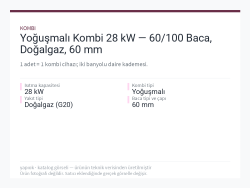 Yoğuşmalı Kombi 28 kW — 60/100 Baca, Doğalgaz, 60 mm