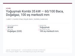 Yoğuşmalı Kombi 35 kW — 60/100 Baca, Doğalgaz, 100 eş merkezli mm