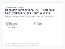 Doğalgaz Küresel Vana 1/2" — Sarı Kollu, Gaz Uygunluk Belgeli, 1 mm veya inç