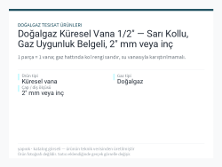 Doğalgaz Küresel Vana 1/2" — Sarı Kollu, Gaz Uygunluk Belgeli, 2" mm veya inç