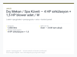 Dış Mekan / Spa Küveti — 4 HP sirkülasyon + 1,5 HP blower adet / W