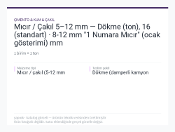 Mıcır / Çakıl 5–12 mm — Dökme (ton), 16 (standart) · 8-12 mm "1 Numara Mıcır" (ocak gösterimi) mm