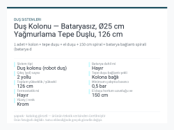 Duş Kolonu — Bataryasız, Ø25 cm Yağmurlama Tepe Duşlu, 126 cm