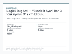 Sürgülü Duş Seti — Yükseklik Ayarlı Bar, 3 Fonksiyonlu Ø12 cm El Duşu