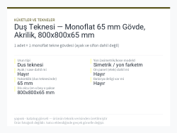 Duş Teknesi — Monoflat 65 mm Gövde, Akrilik, 800x800x65 mm