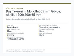 Duş Teknesi — Monoflat 65 mm Gövde, Akrilik, 1300x800x65 mm