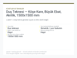Duş Teknesi — Köşe Kare, Büyük Ebat, Akrilik, 1500x1500 mm