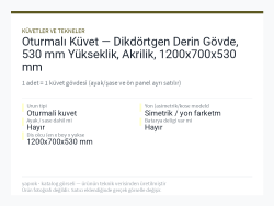 Oturmalı Küvet — Dikdörtgen Derin Gövde, 530 mm Yükseklik, Akrilik, 1200x700x530 mm