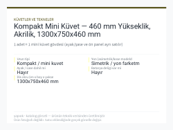 Kompakt Mini Küvet — 460 mm Yükseklik, Akrilik, 1300x750x460 mm