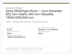 Geniş Dikdörtgen Küvet — Uzun Kenardan Ø52 mm Giderli, 560 mm Yükseklik, 1800x1000x560 mm