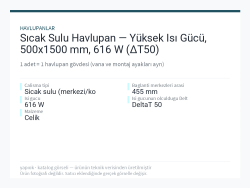 Sıcak Sulu Havlupan — Yüksek Isı Gücü, 500x1500 mm, 616 W (ΔT50)